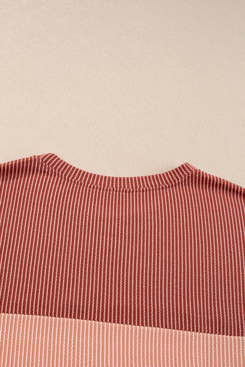 T-shirt côtelé colorblock rose grande taille