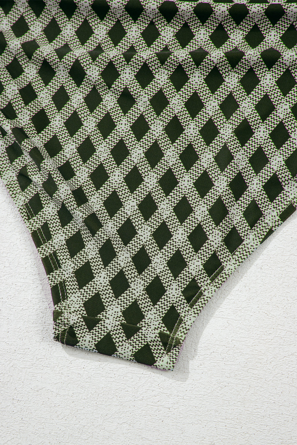 Bikini taille haute à carreaux et pois verts