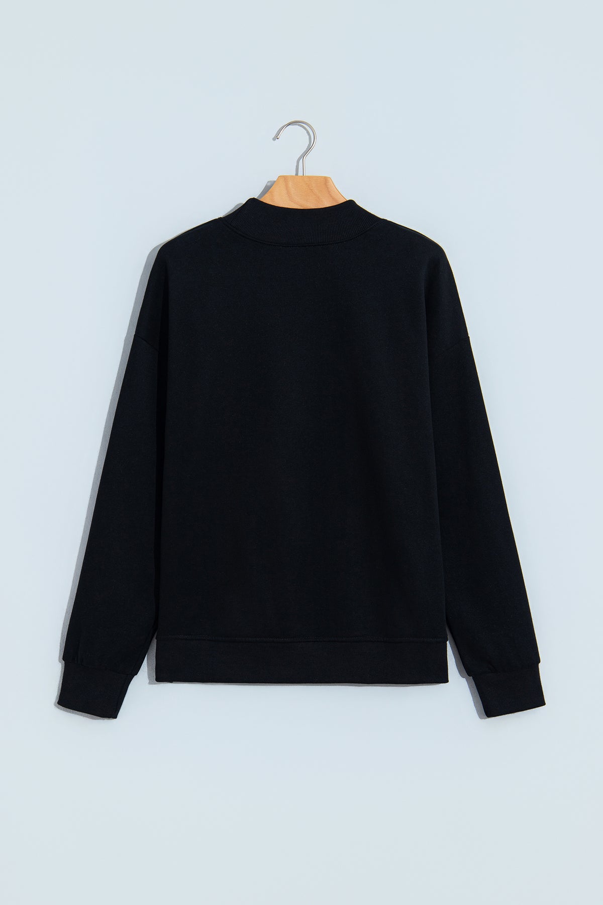 Black Solid Color Oversized Mock Neck Sweatshirt