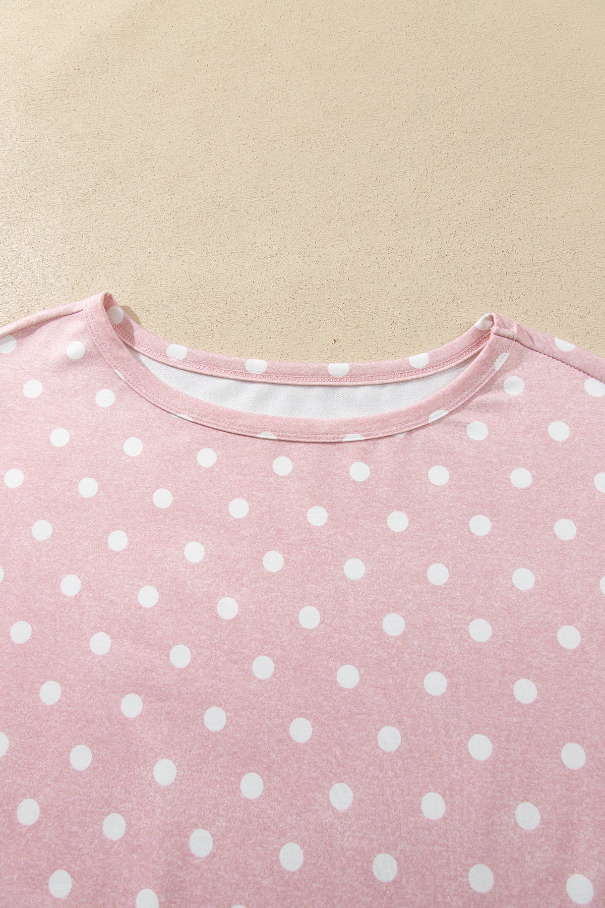 Pink Polka Dot Long Sleeve Top Drawstring Shorts Loose 2pcs Set