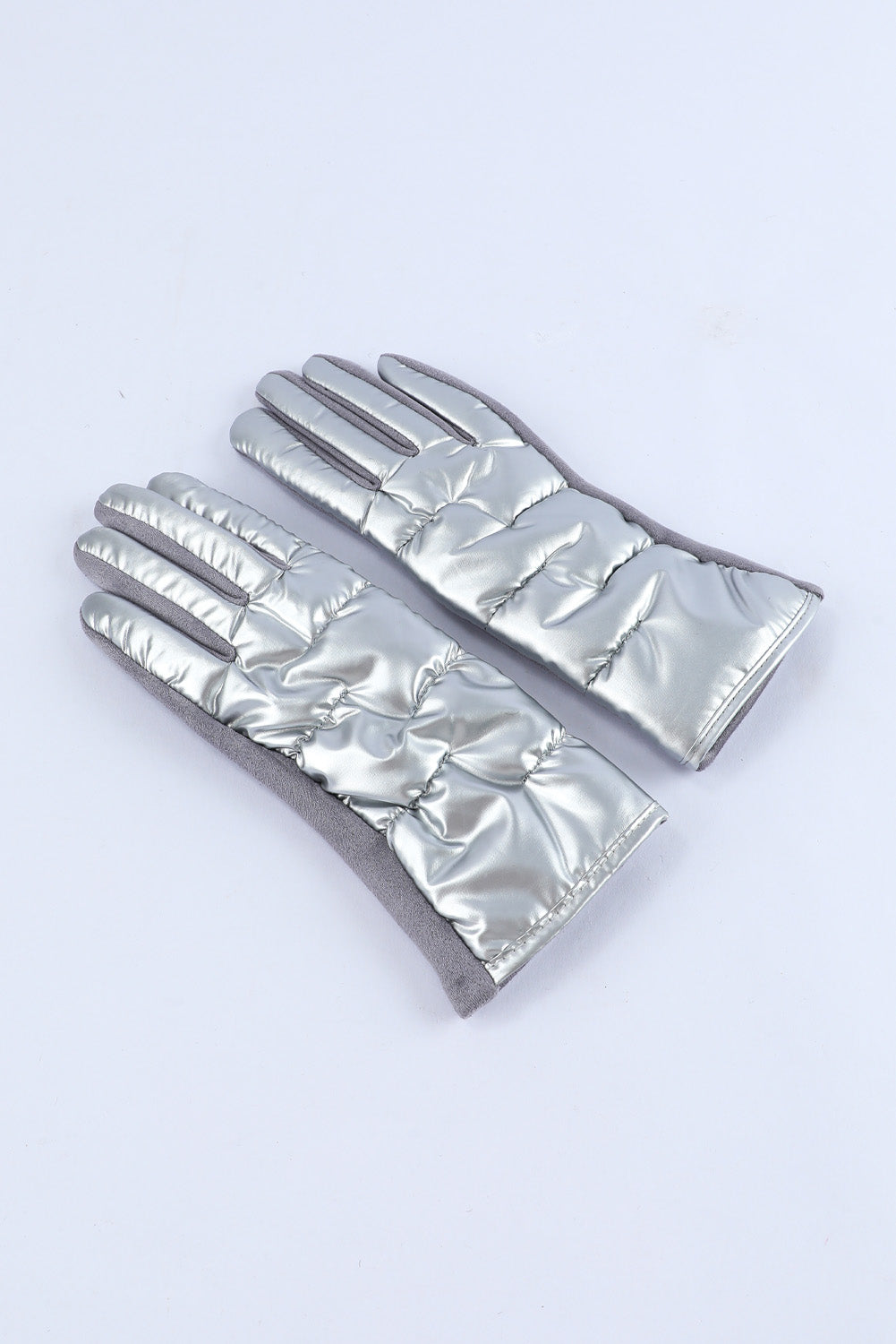 Gray Shiny Touch Screen Cycling Gloves
