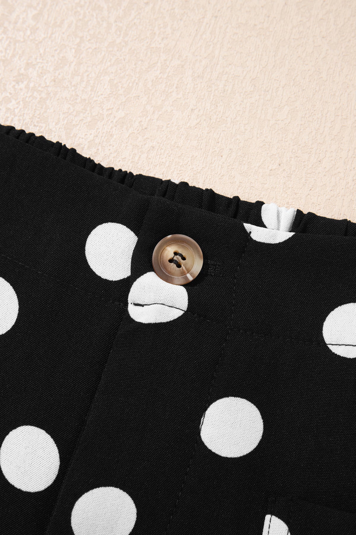 Polka Dot Print Patched Pocket Mid-rise Straight Leg Pants