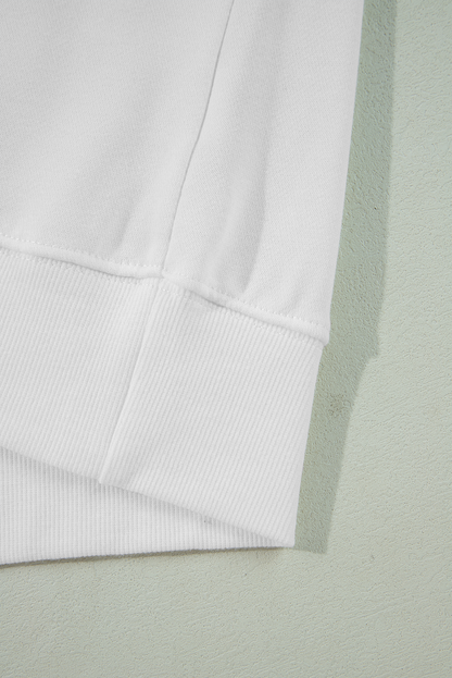 Sweat-shirt blanc à manches ballons avec imprimé BIRTHDAY QUEEN