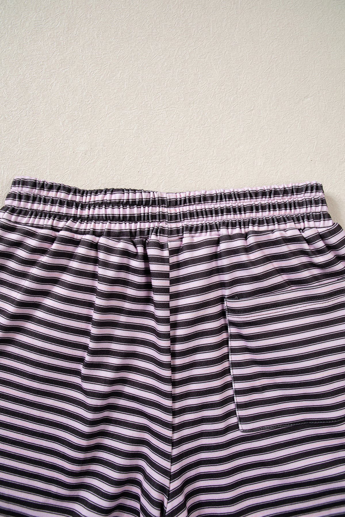 Brown Stripe Long Sleeve Oversized Top Pocketed Casual Shorts Two Piece Set