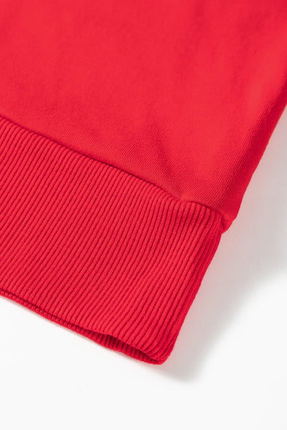 Sweat-shirt ras du cou rouge vif grande taille avec motif Père Noël et guirlandes