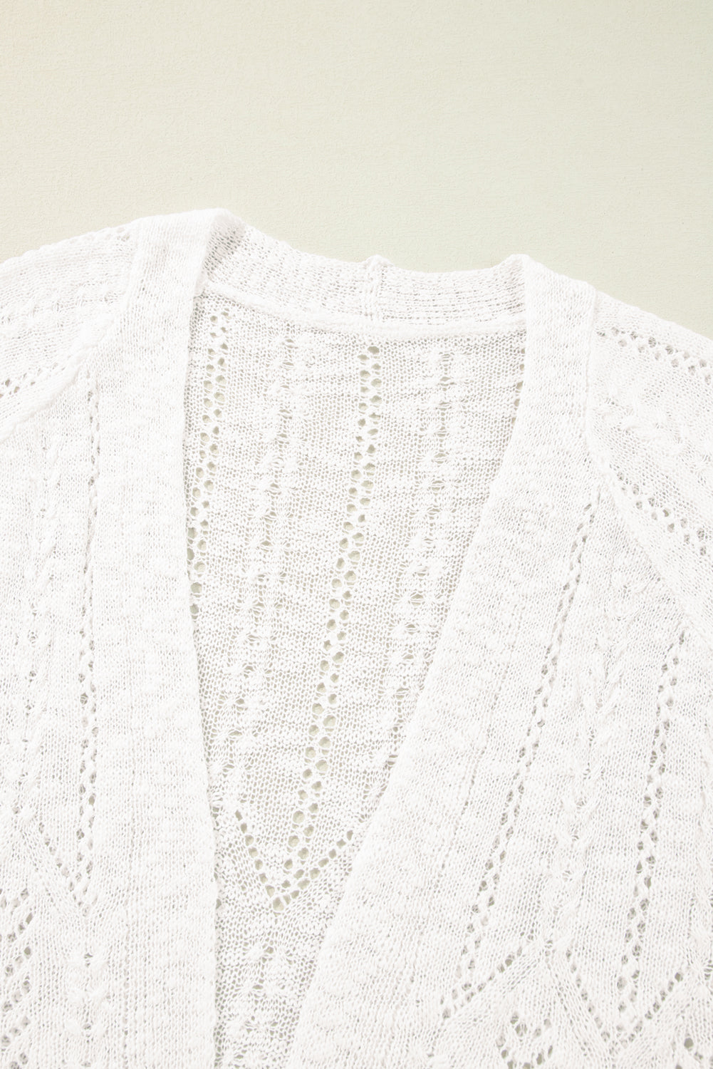 White Plus Size Eyelet Knit Open Front Cardigan