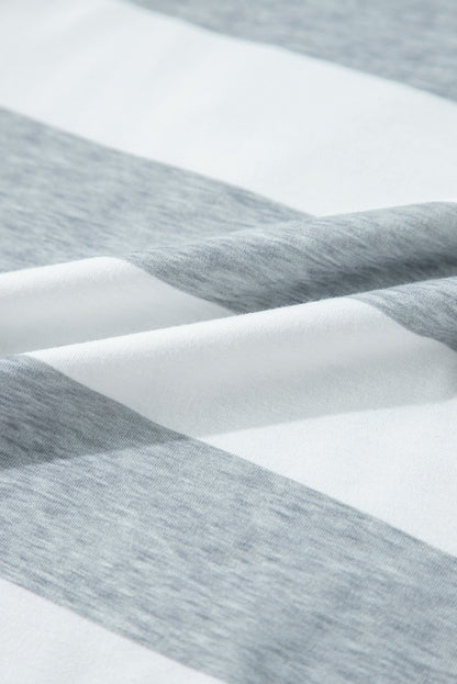 Robe courte droite à manches courtes et imprimés à rayures grises