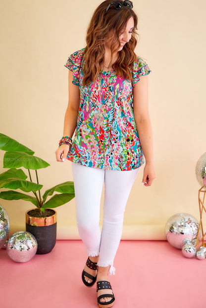 T-shirt ample à fleurs peintes 