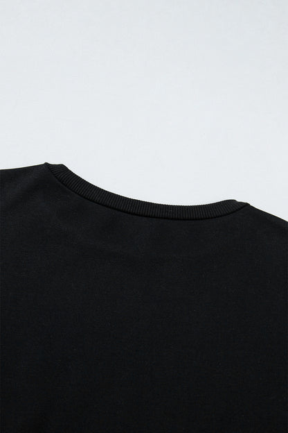 Black Gingham Patch Embroidered Rugby Game Day Stars Sweatshirt