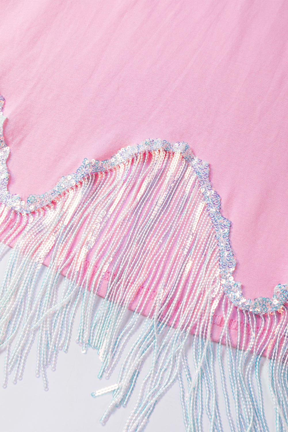 Pink NASHVILE MUSIC CITY Graphic Sequin Fringed Hem Tee