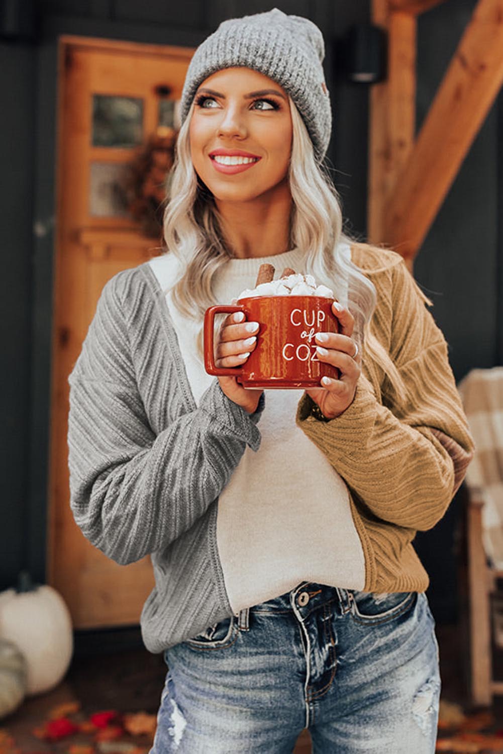 Pull texturé multicolore à épaules tombantes