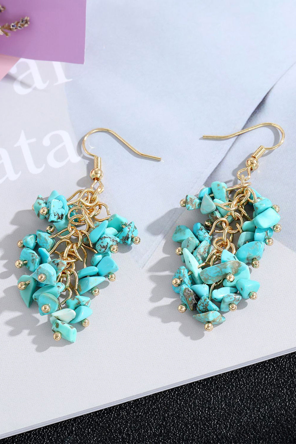 Turquoise Cluster Drop Earrings