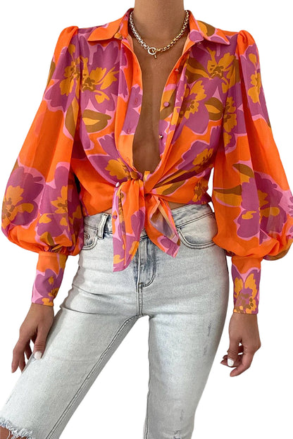 Zebra Stripes Print Lantern Sleeve Shirt