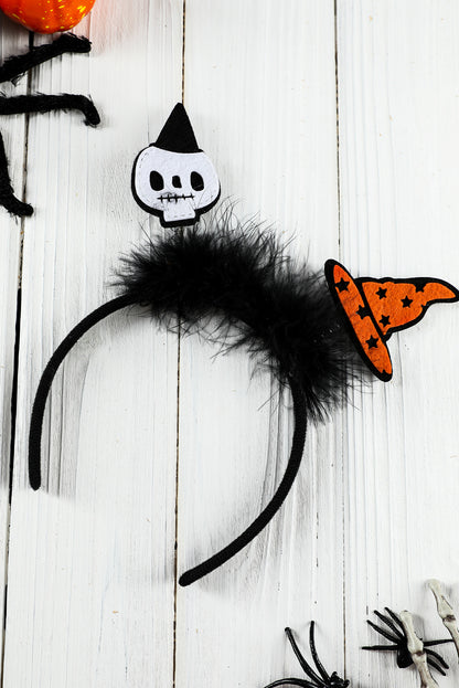 Black Halloween Witch Hat Plush Decor Hairband