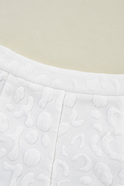 Ensemble t-shirt et short zippés en jacquard léopard blanc