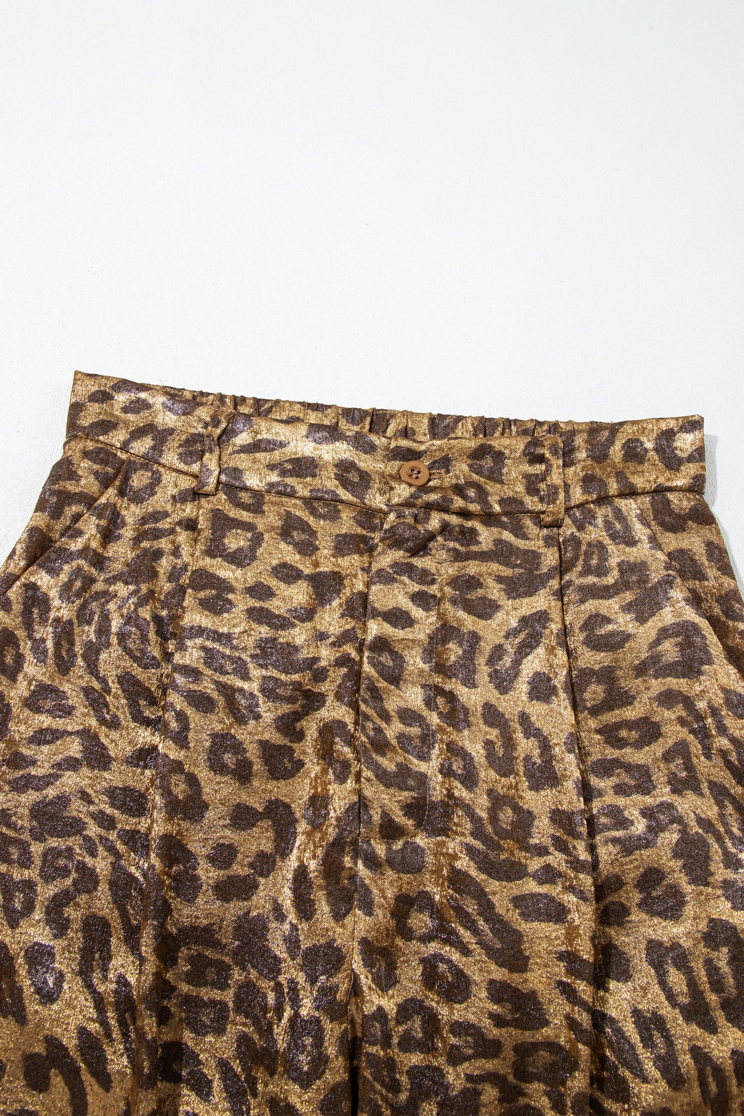 Multicolour Leopard Print Western Style Wide Leg Full Length Pants