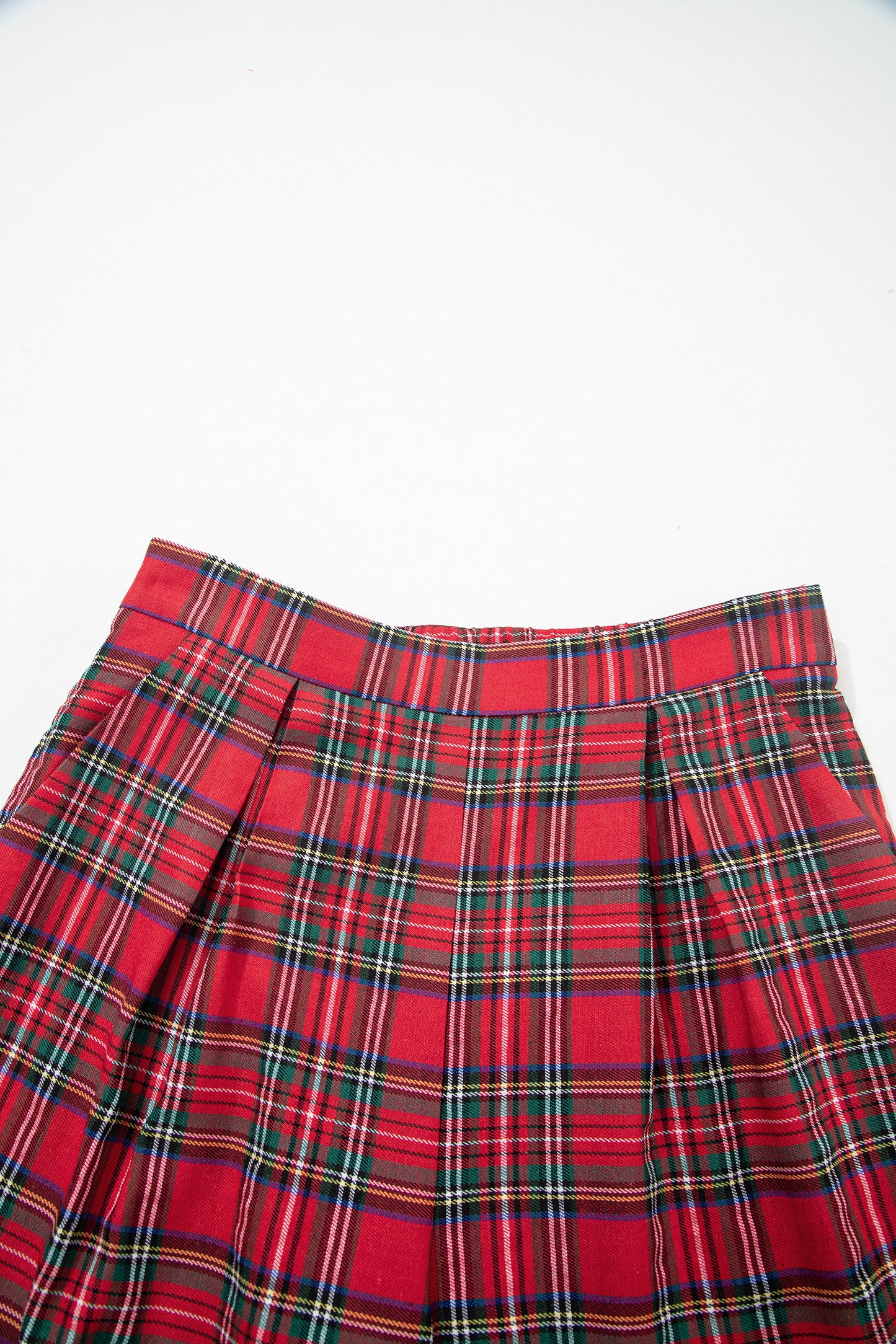 Red Festive Plaid Wide Leg Pull On Pants