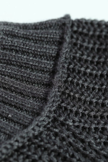 Suéter de punto acanalado con hombros descubiertos y cinturón cruzado sin espalda para mujer, informal, holgado, de manga larga, Color sólido, para invierno