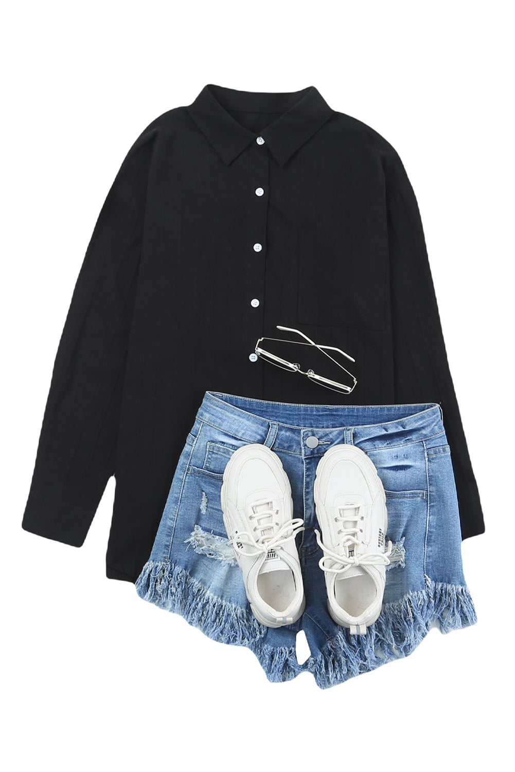 Camisa con botones texturizados y bolsillos