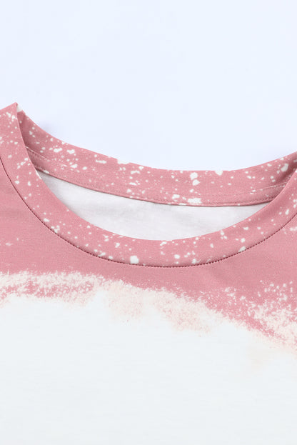 T-shirt graphique à imprimé léopard délavé « Love Always Heart »