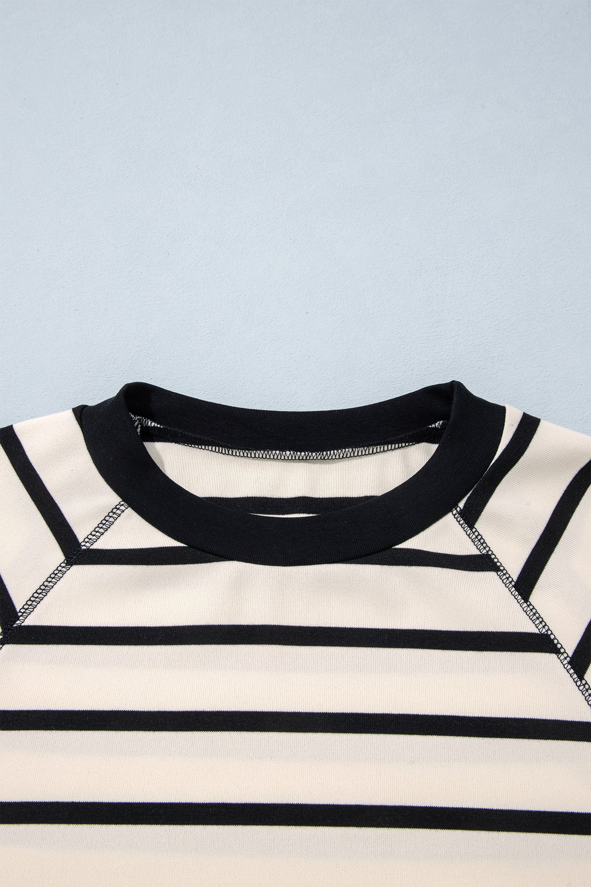 Beige Stripe Relaxed Long Sleeve Top Color Block Detail Drawstring Pant Set