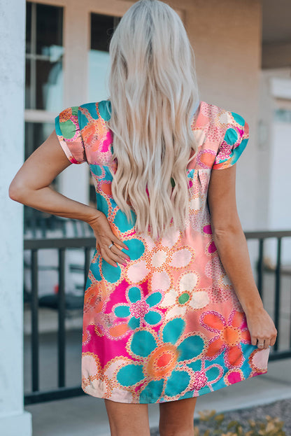 Multicolor Plus Size Floral Embroidered Flutter Sleeve Tank Top