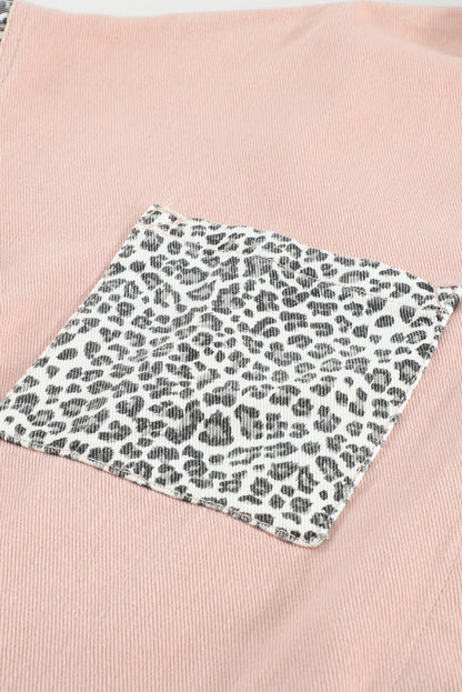 Sky Blue Contrast Leopard Denim Jacket