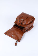 Brown Retro PU Leather Large Capacity Backpack