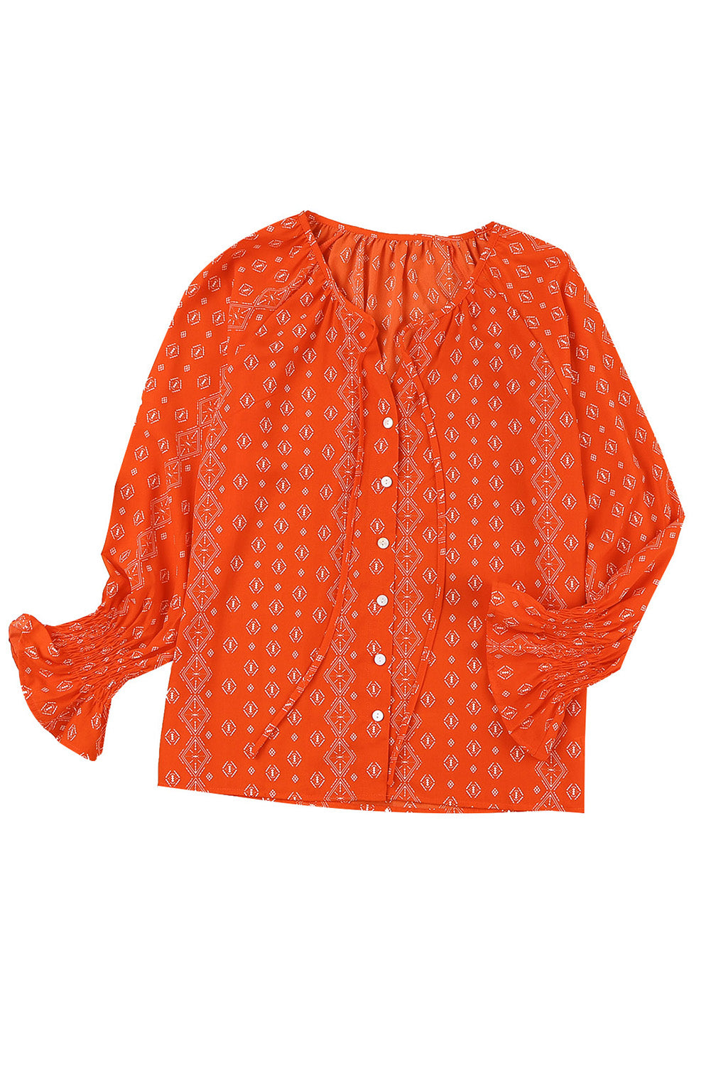 Blusa con botones y cuello en V con estampado floral 