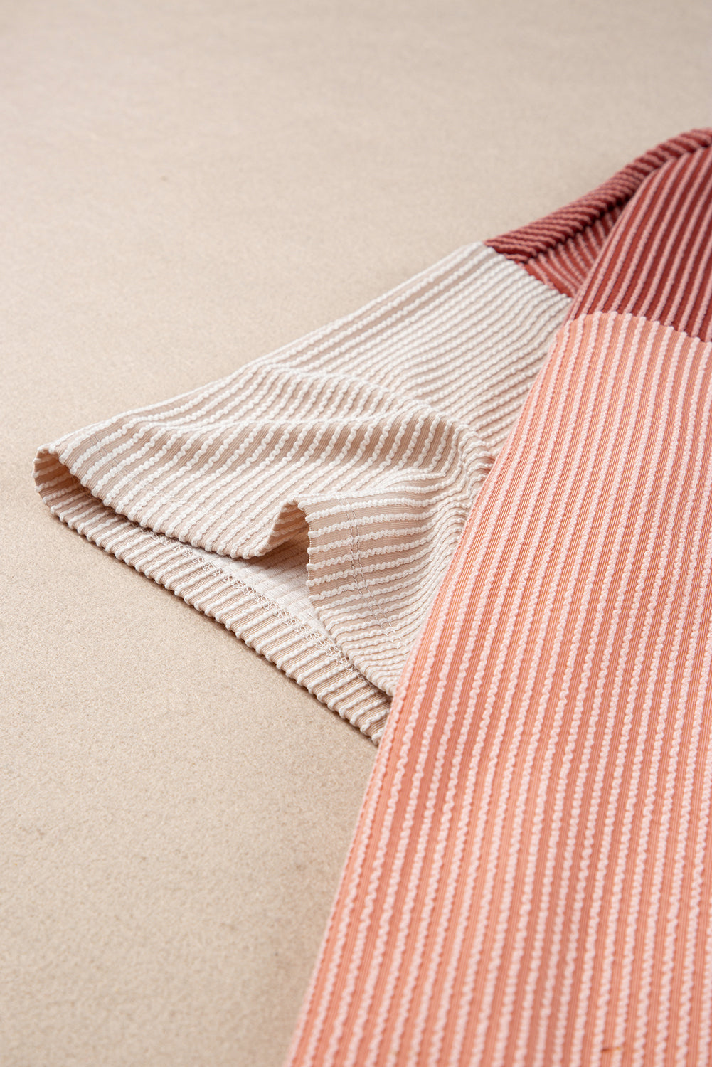 T-shirt côtelé colorblock rose grande taille