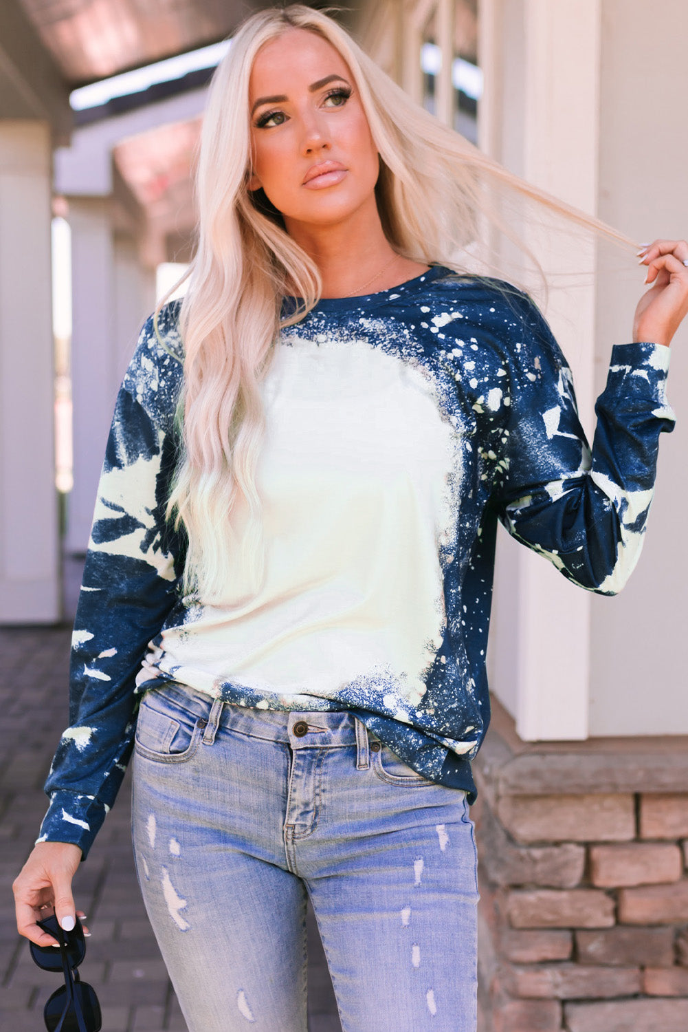 Multicolor Vintage Bleached Burning Vibe Pullover