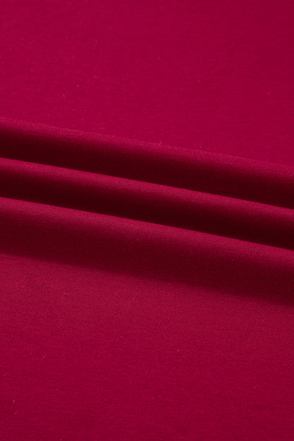 Racing Red Contrast Striped Bow Detail Drop Shoulder Sweatshirt Dress with Pockets