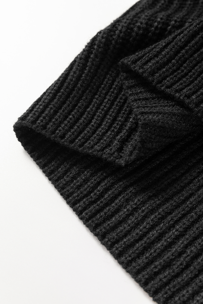 Cardigan ouvert sur le devant à épaules tombantes et broderies de fleurs noires