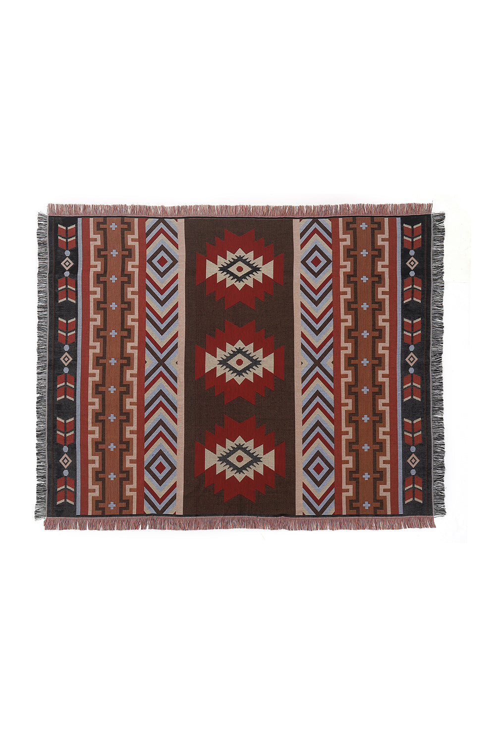Western Pattern Tasseled Large Blanket