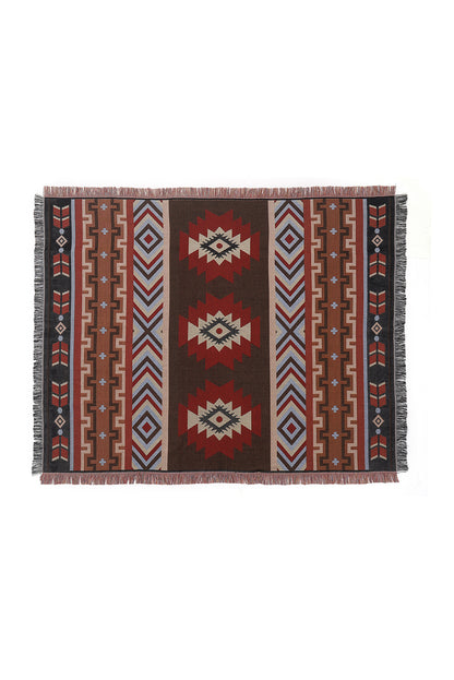 Western Pattern Tasseled Large Blanket