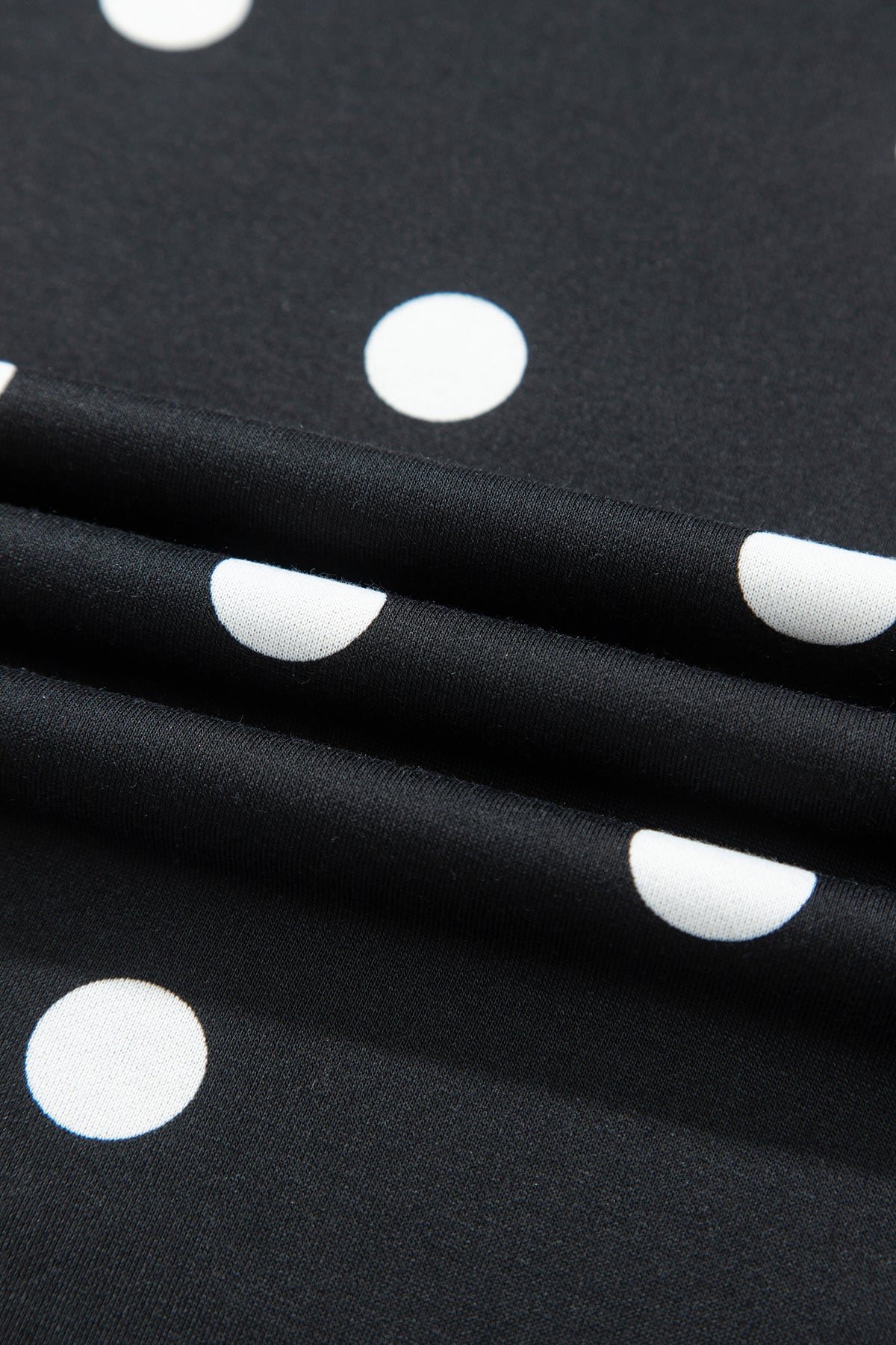 Black Polka Dot Raw Hem Relaxed Pullover Loose Skort Two Piece Set