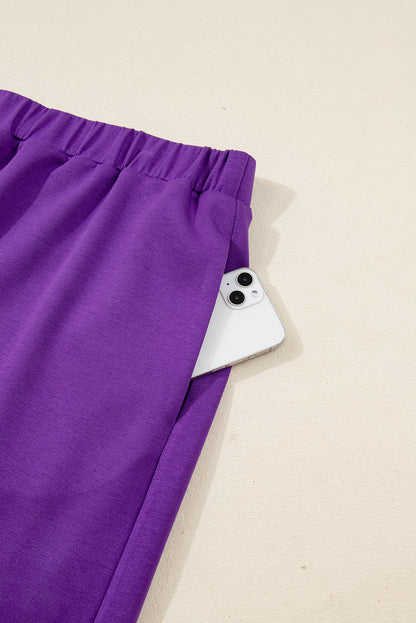 Wisteria Collar Half Zip Pullover Mini Skirt Plus Size 2pcs Set