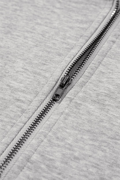 Sweat à capuche surdimensionné gris clair uni avec poche kangourou et demi-fermeture éclair