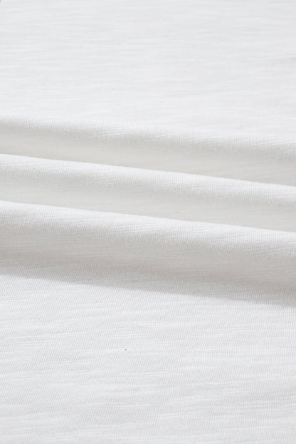 White Contrast Block Mixed Textured Knit Patchwork Casual Top