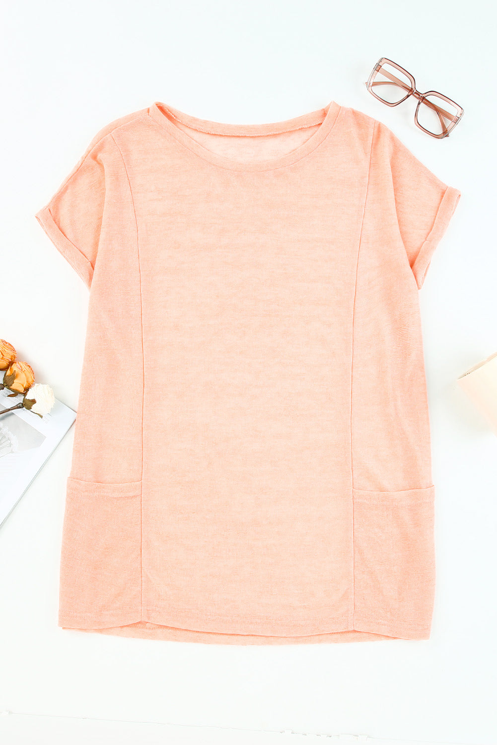 Robe de plage ample à manches courtes et poches 