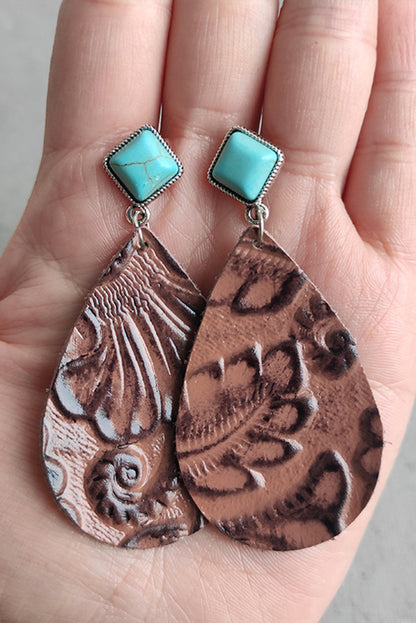 Vintage Turquoise Embossed Drop Earrings