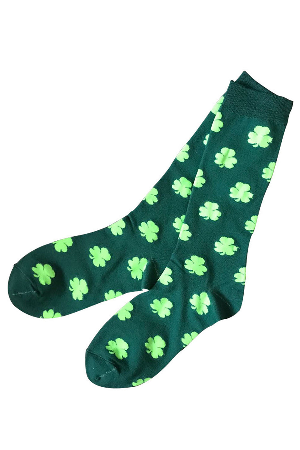 Chaussettes tube vert foncé à imprimé trèfle de la Saint-Patrick