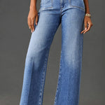 Dusk Blue Loose Straight Leg Cropped High Waist Jeans