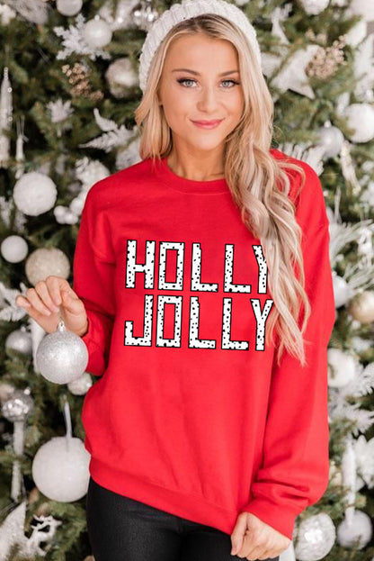 Sweat-shirt de Noël rouge à pois HOLLY JOLLY
