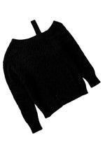 Asymmetric Cut Out Cold Shoulder Eyelash Sweater