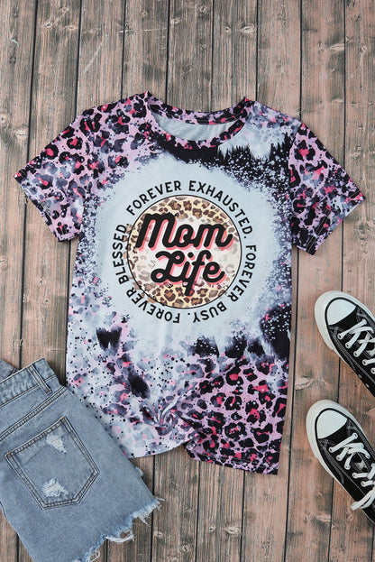 Blank Apparel - Pink Leopard Dyed Print Bleached Blank Tee