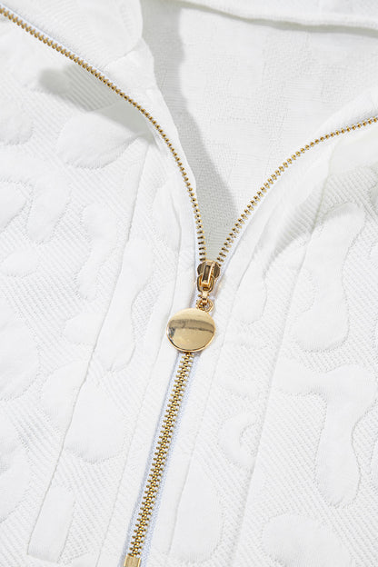 Ensemble t-shirt et short zippés en jacquard léopard blanc