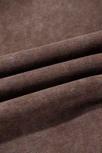 Coffee Mineral Wash Seam Detail Elastic Waist Barrel Pants