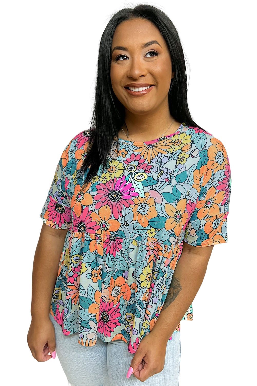 Débardeur sans manches à imprimé floral multicolore 