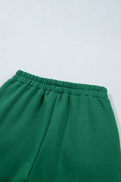 Evergreen Polka Dot Trim Baggy Pullover 2pcs Short Set